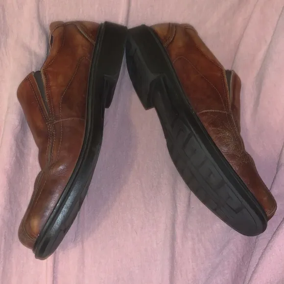 ECCO Men's Rich Brown Leather Classic Slip On Loafers Dress Shoes Sz 42
