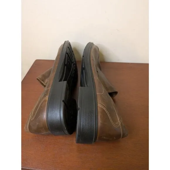 Ecco Men's Shoes Loafers Brown Leather Size 44 Slip On
