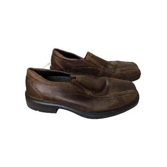 Ecco Men's Shoes Loafers Brown Leather Size 44 Slip On