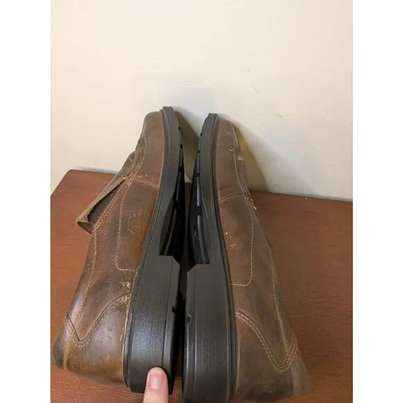 Ecco Men's Shoes Loafers Brown Leather Size 44 Slip On