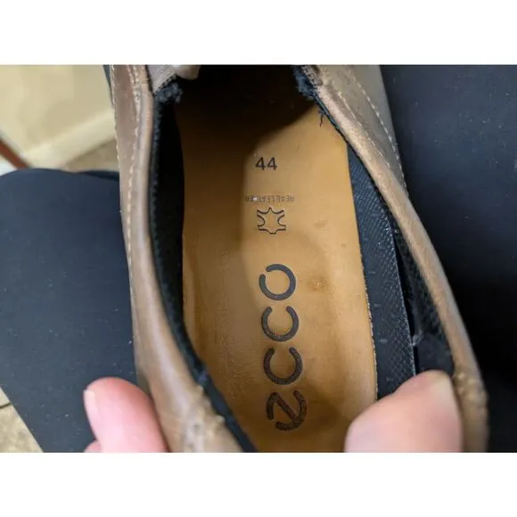 Ecco Men's Shoes Loafers Brown Leather Size 44 Slip On