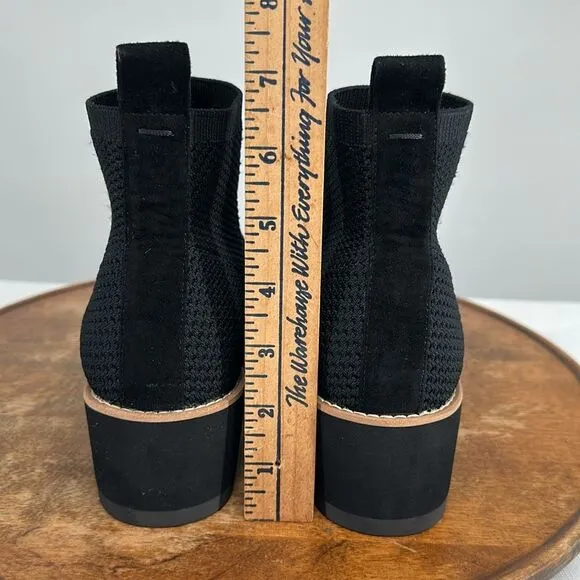 Eileen Fisher Boots Wm 6.5 M Black Knit Sock Wedge Ankle Bootie London Stretch