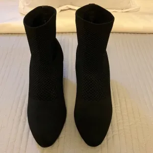 Eileen Fisher Boots Women Black Knit Stretch Fabric - Size 7 1/2