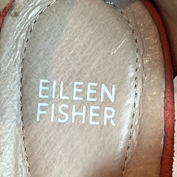 Eileen Fisher burnt orange gray suede cross strap back zip sandals size 8.5
