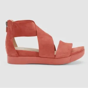 Eileen Fisher burnt orange gray suede cross strap back zip sandals size 8.5