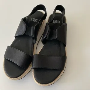 Eileen Fisher Dash Strappy Wedge Sandals US 7.5