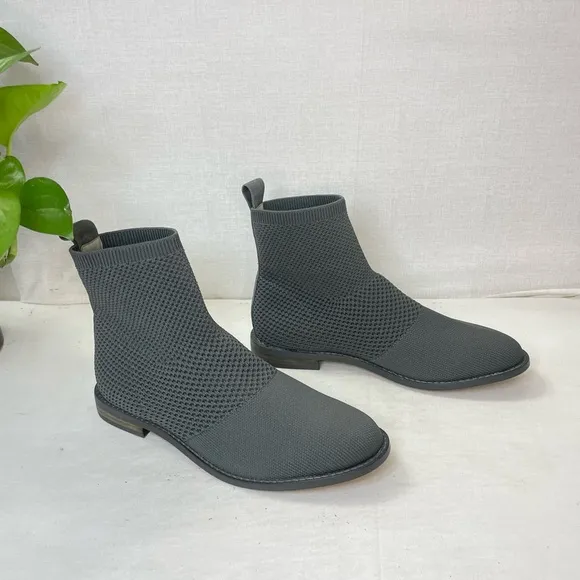 Eileen Fisher Jude Stretch Knit Bootie‎ in Gray Ankle Boots 6.5