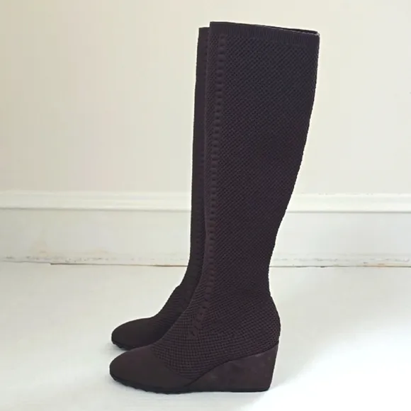 Eileen Fisher Kasana Knit Brown Boots sz 7