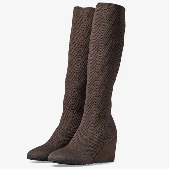 Eileen Fisher Kasana Knit Brown Boots sz 7