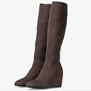 Eileen Fisher Kasana Knit Brown Boots sz 7