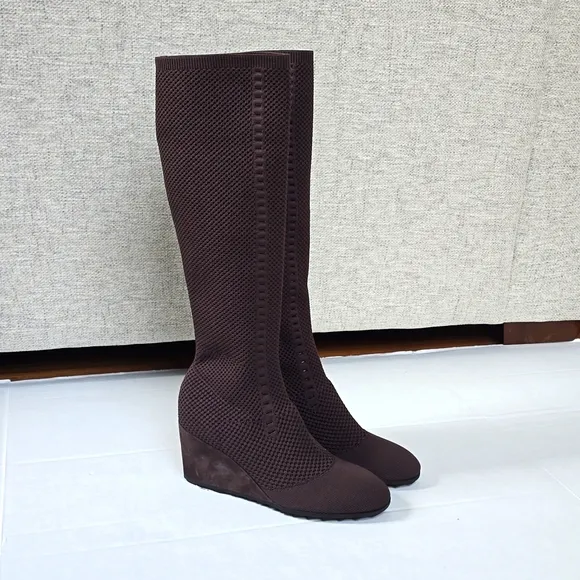 Eileen Fisher Kasana Knit Brown Boots sz 7