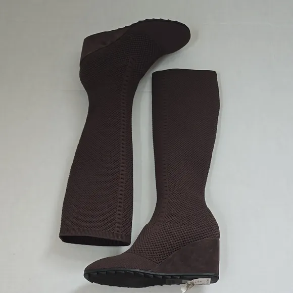 Eileen Fisher Kasana Knit Brown Boots sz 7