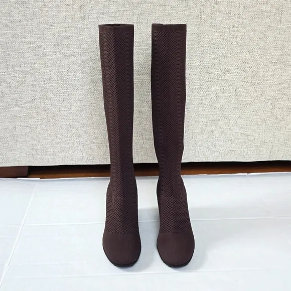 Eileen Fisher Kasana Knit Brown Boots sz 7