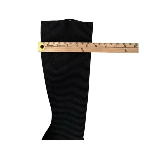 Eileen Fisher Knee High Boots Stretch Knit and Suede Block Heel Size 6.5 Black