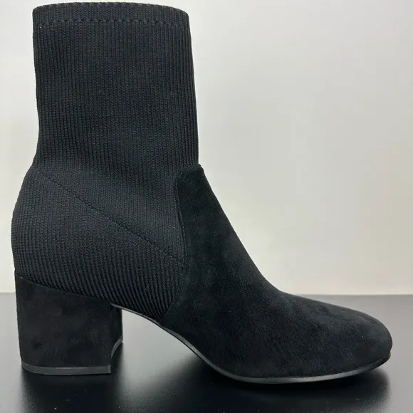 Eileen Fisher Knolls Stretch Knit Sock Boots Size 9 Block Heel Almond Toe