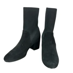 Eileen Fisher Knolls Stretch Knit Sock Boots Size 9 Block Heel Almond Toe