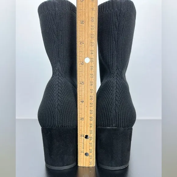 Eileen Fisher Knolls Stretch Knit Sock Boots Size 9 Block Heel Almond Toe
