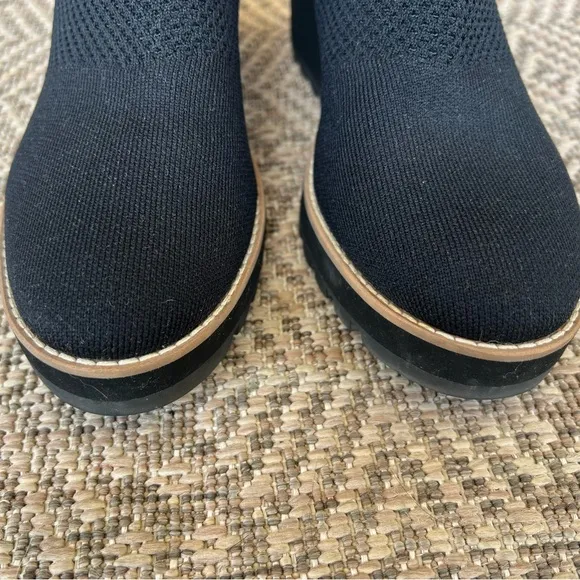 Eileen Fisher London Recycled Stretch Knit Bootie Wedge Black Womens 9 Pull On