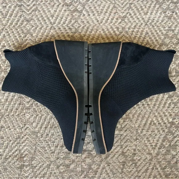Eileen Fisher London Recycled Stretch Knit Bootie Wedge Black Womens 9 Pull On