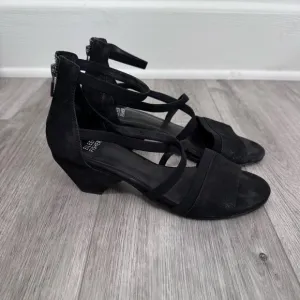 Eileen Fisher May black leather strappy dressy summer sandals shoes size 8