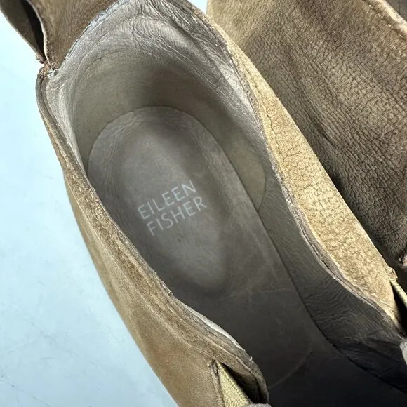 Eileen Fisher Mood Nubuck Ankle Boot Booties Tan Brown Size 8.5