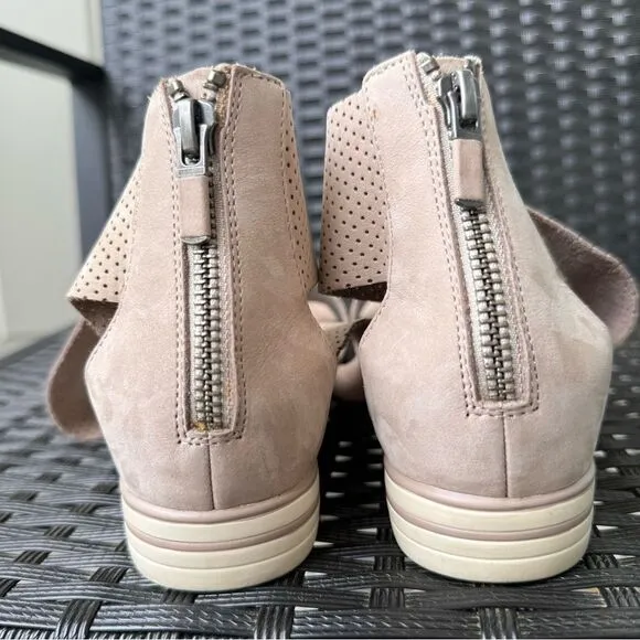Eileen Fisher Perforated Nubuck Leather Crisscross Platform Sandals 6.5 Blush