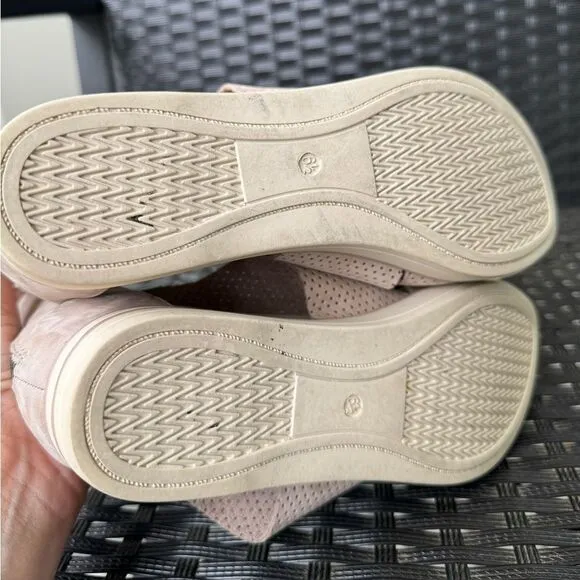 Eileen Fisher Perforated Nubuck Leather Crisscross Platform Sandals 6.5 Blush