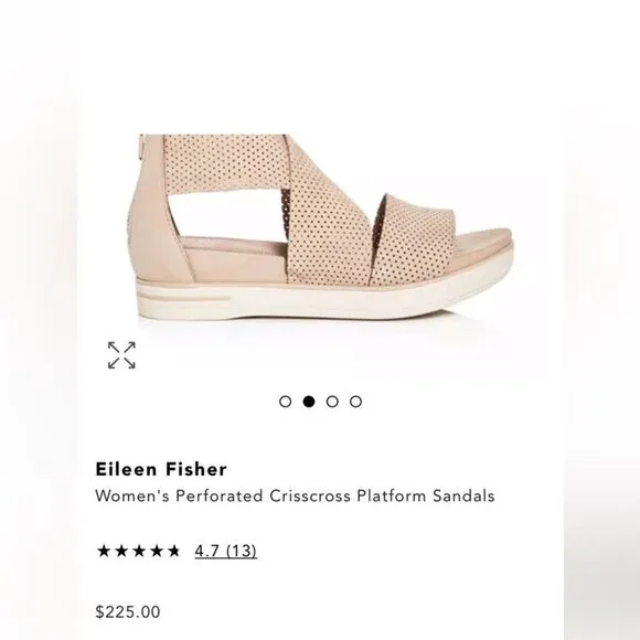 Eileen Fisher Perforated Nubuck Leather Crisscross Platform Sandals 6.5 Blush