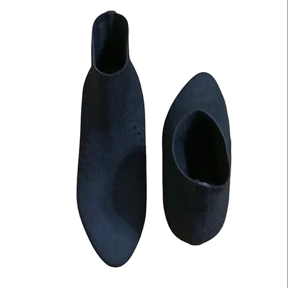 Eileen Fisher Purl Stretch Knit Booties Black Textured Recycled Sock Booties