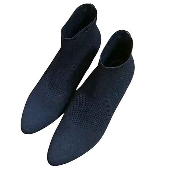 Eileen Fisher Purl Stretch Knit Booties Black Textured Recycled Sock Booties