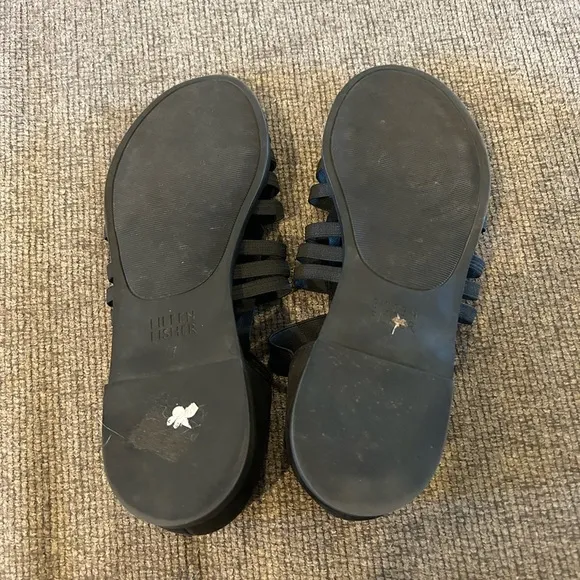 Eileen Fisher Rato Black Tumbled Nubuck Womens Fisherman Strappy Sandals Size 7