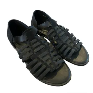 Eileen Fisher Rato Black Tumbled Nubuck Womens Fisherman Strappy Sandals Size 7