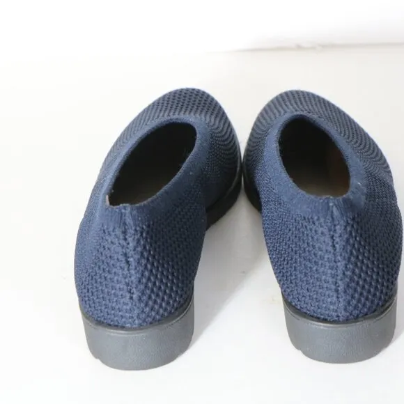 Eileen Fisher Seam Knit Flat Slip On Stretch Loafers Womens 6 Navy Blue Comfort