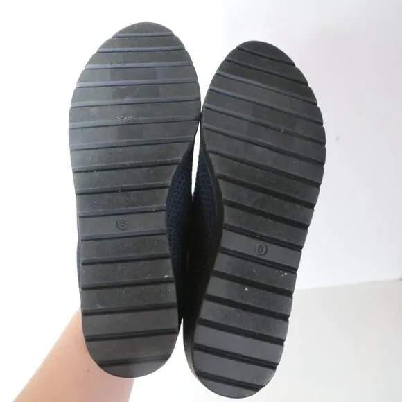 Eileen Fisher Seam Knit Flat Slip On Stretch Loafers Womens 6 Navy Blue Comfort