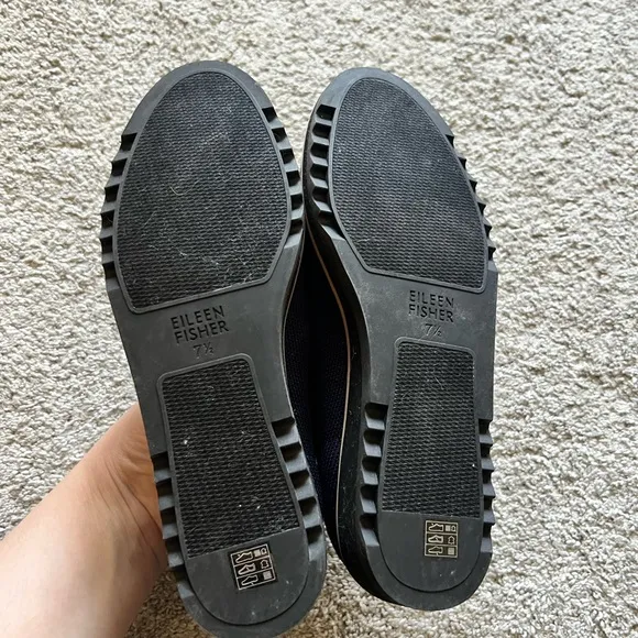 Eileen Fisher Size 7.5 Loafers Novo Embrace Navy Knit Stretch Slip On Comfort
