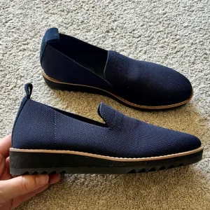 Eileen Fisher Size 7.5 Loafers Novo Embrace Navy Knit Stretch Slip On Comfort
