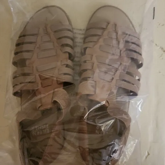 Eileen Fisher Tan Leather Strappy Rato Sandals size 5.5  NWOB