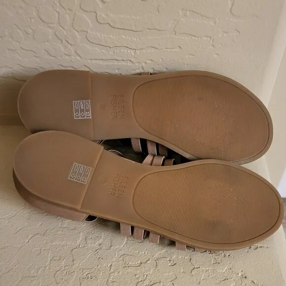 Eileen Fisher Tan Leather Strappy Rato Sandals size 5.5  NWOB