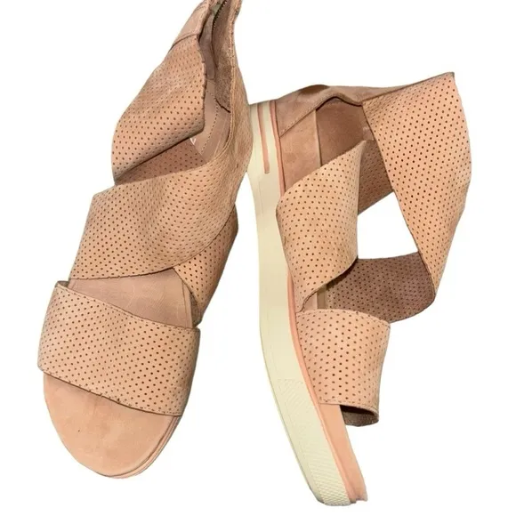 EILEEN FISHER Wedge Desert Rose Leather Sandals Womens 9 Preppy Feminine Comfort