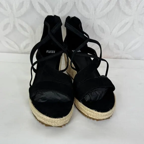 EILEEN FISHER Womens Wanda Strappy Leather Wedge Sandal Size 11 NWT