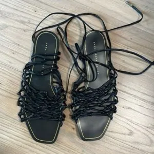 Elegant Black Strappy Sandals size 37 or 6.5