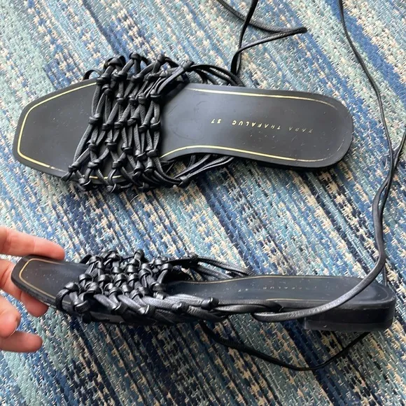 Elegant Black Strappy Sandals size 37 or 6.5