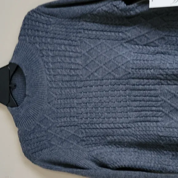 Eliza J 3/4-Sleeve Mock Neck Grey Cable Knit Sweater Mini Dress L