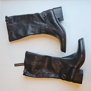 Emanuele Crasto Black Italian Leather Moto Riding Boots 38/7.5 NWT