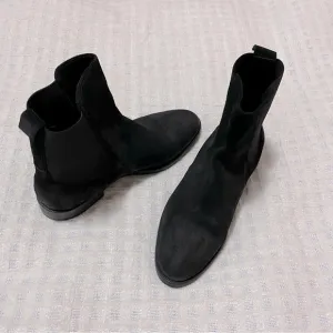 Emanuele Crasto black suede Chelsea boots