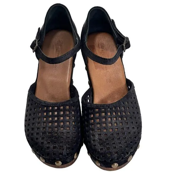 Eric Michael Black Wood Gigi Clog Sandals