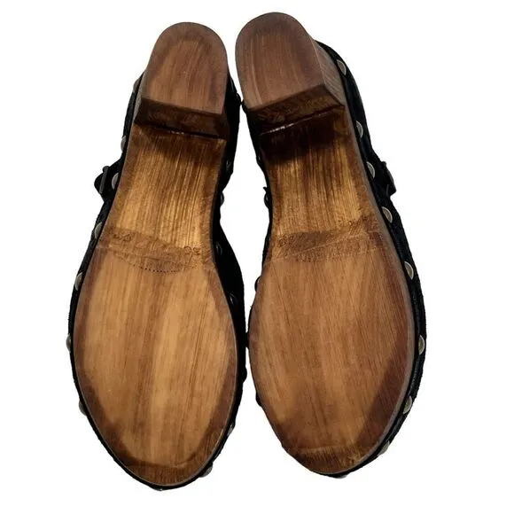 Eric Michael Black Wood Gigi Clog Sandals