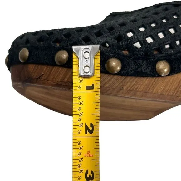 Eric Michael Black Wood Gigi Clog Sandals