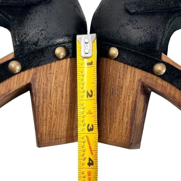Eric Michael Black Wood Gigi Clog Sandals