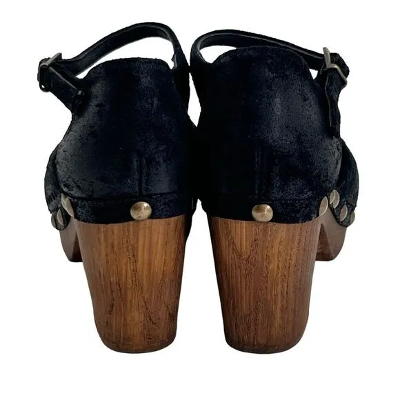 Eric Michael Black Wood Gigi Clog Sandals